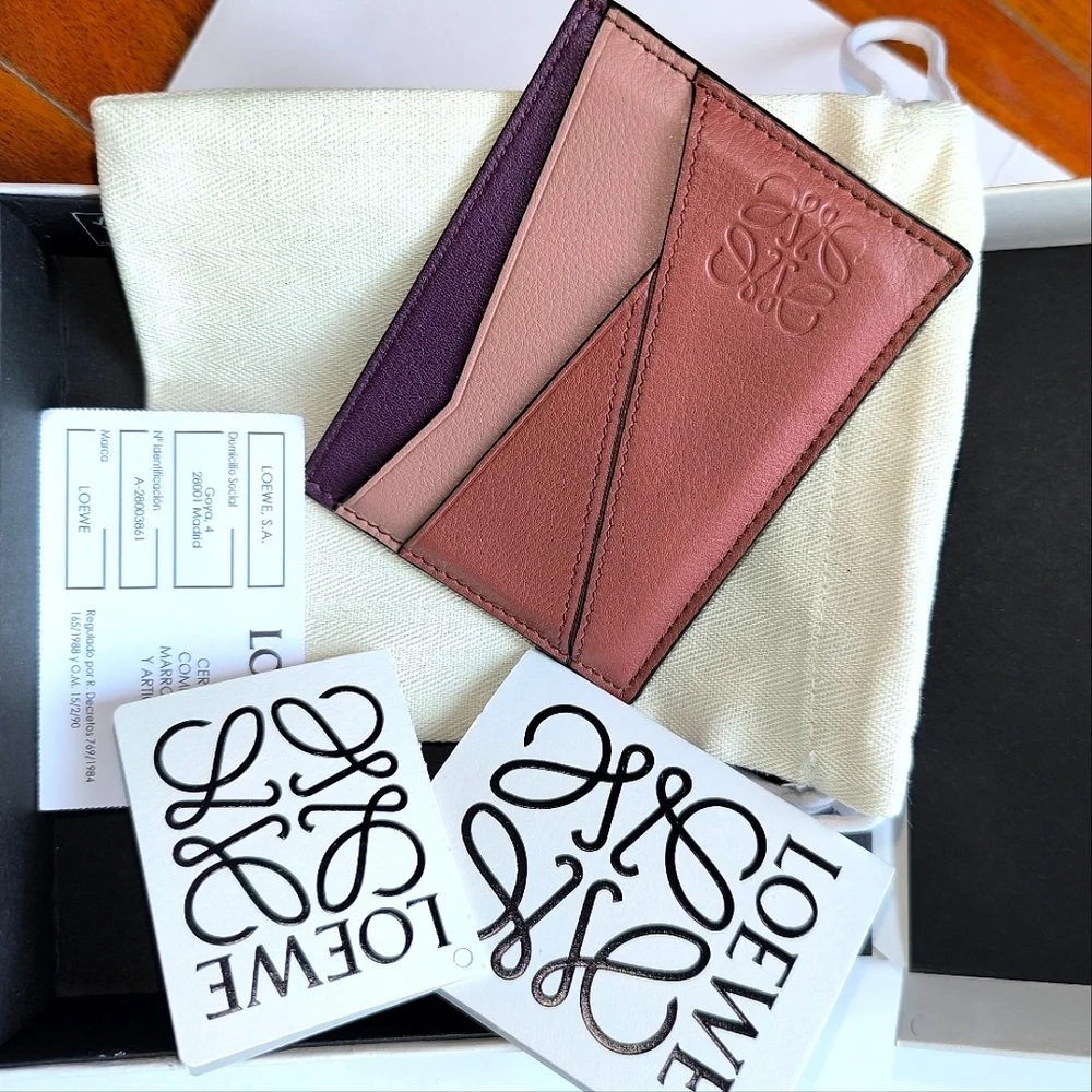 LOEWE Multicolor Purple Tan Pink Leather Cardholder